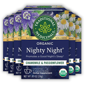 Traditional Medicinals Night Night Tea box showing organic blend for evening relaxation