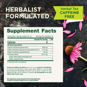 Traditional Medicinals Non-GMO Echinacea Plus tea box on counter