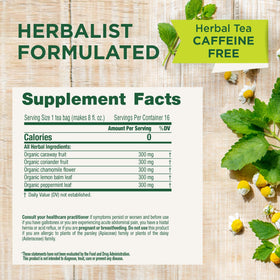 Traditional Medicinals Organic certification label on packaging highlighting certified organic ingredients.