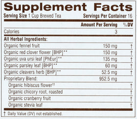 Traditional Medicinals Organic Cranberry tea bags highlight organic ingredients.