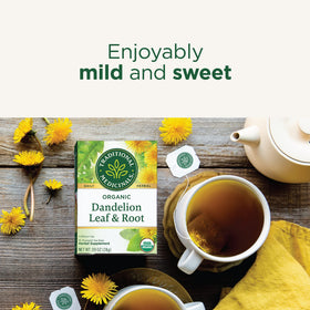 Organic label on Traditional Medicinals dandelion tea box