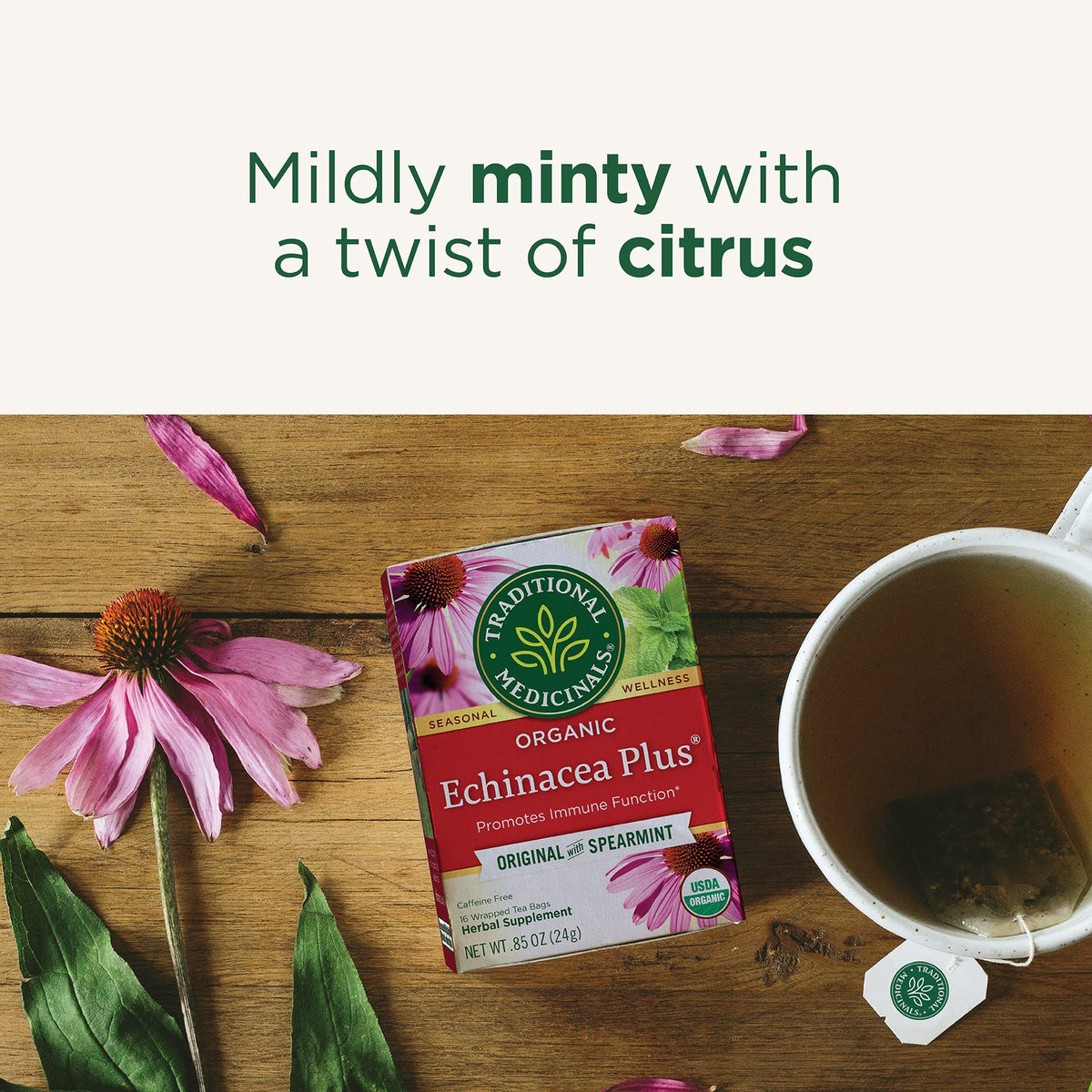 Traditional Medicinals Organic Echinacea Plus packaging and label
