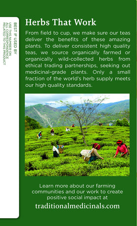 Traditional Medicinals Organic packaging highlights the organic herbal blend for unwind moments.
