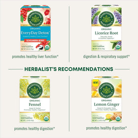 Traditional Medicinals organic certifications and kosher labeling visible for quality assurance.