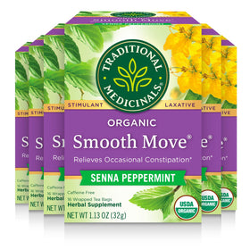 Traditional Medicinals Smooth Move Peppermint tea box front showing organic blend