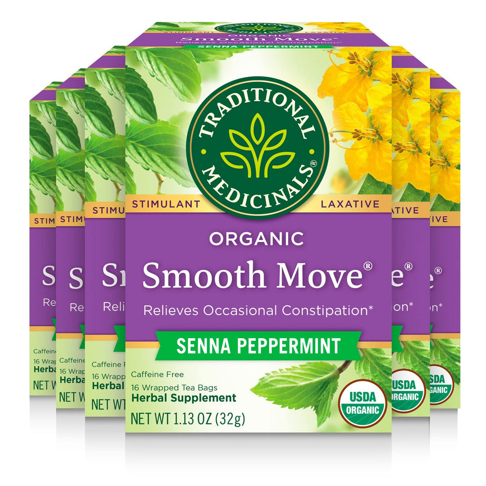 Traditional Medicinals Smooth Move Peppermint tea box front showing organic blend