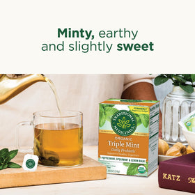 Traditional Medicinals Peppermint Delight leaves close-up with peppermint and spearmint aroma.