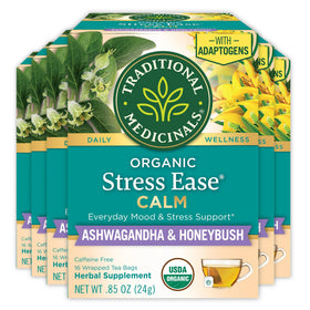 Traditional Medicinals Stress Ease Calm tea bags for a relaxing, caffeine-free moment