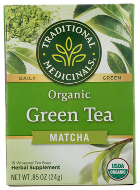 Traditional Medicinals Matcha Genmaicha tea bags pack for calming daily ritual