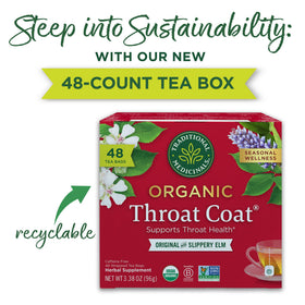 Traditional Medicinals Throat Coat Original cup ready to enjoy warm, comforting tea.