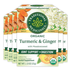 Traditional Medicinals turmeric tea box ready for a comforting cup.