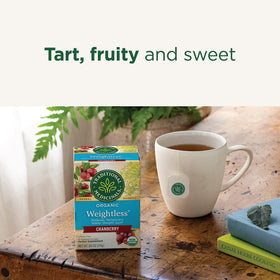 Traditional Medicinals Weightless Cranberry brewed cup ready to sip
