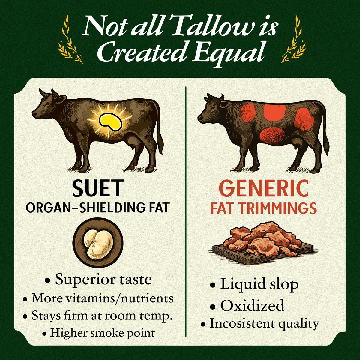 Traditional Nutrients beef tallow serving scoop demonstrates easy portioning for roasting.