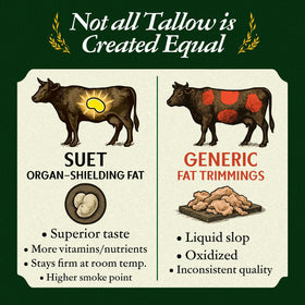Traditional Nutrients suet beef tallow ingredient swatch, versatile fat for baking.