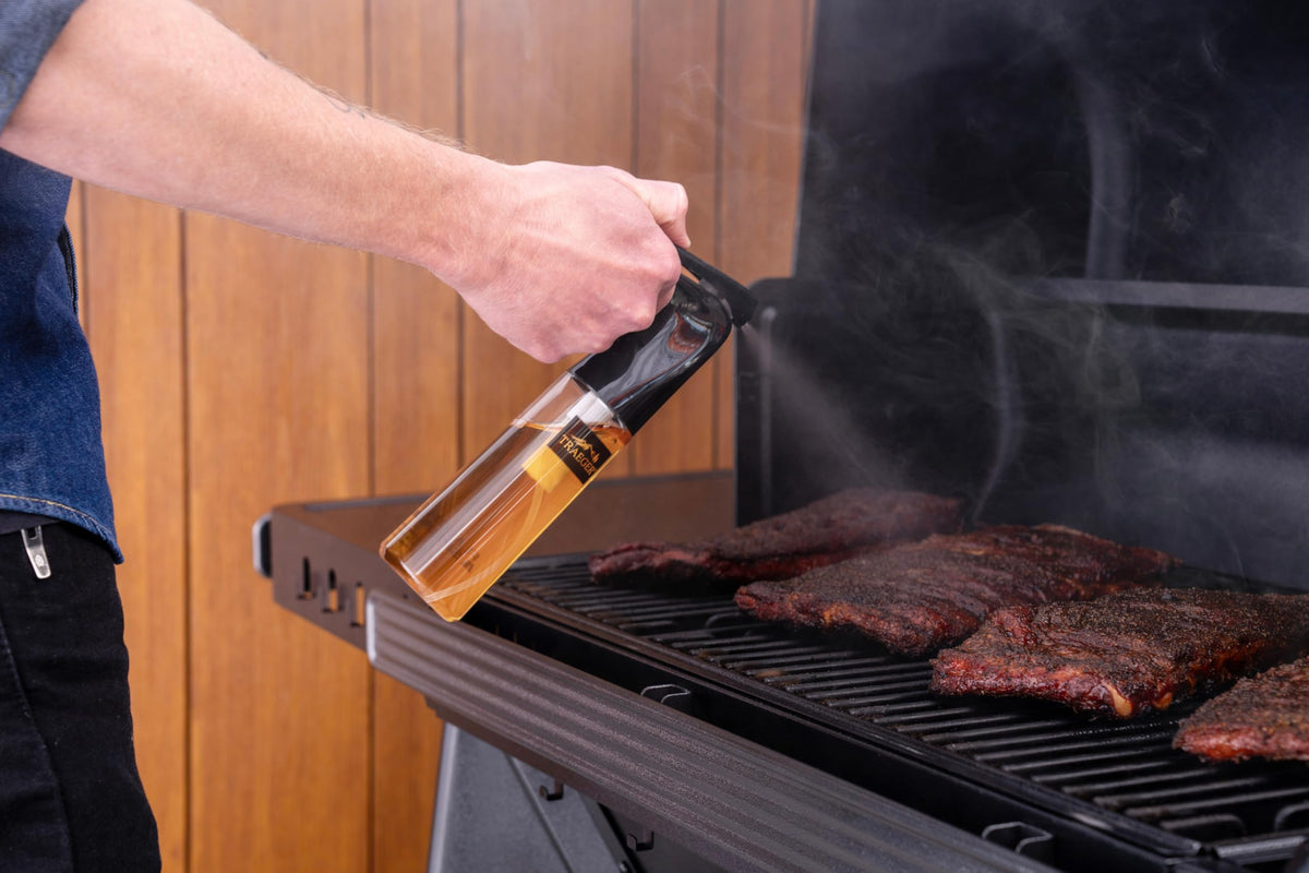 Traeger BPA-free plastic spritzer keeps flavors safe during use.