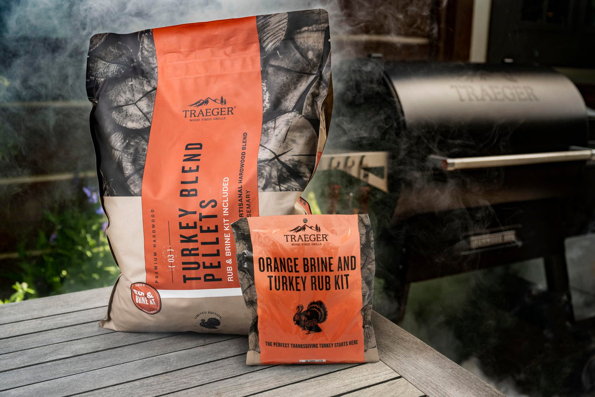 Traeger Brine Rub Kit applied to turkey and chicken for enhanced flavor and moisture.