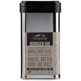 Traeger Burger Rub on burgers grilling adds onion-garlic-cheese notes to patties