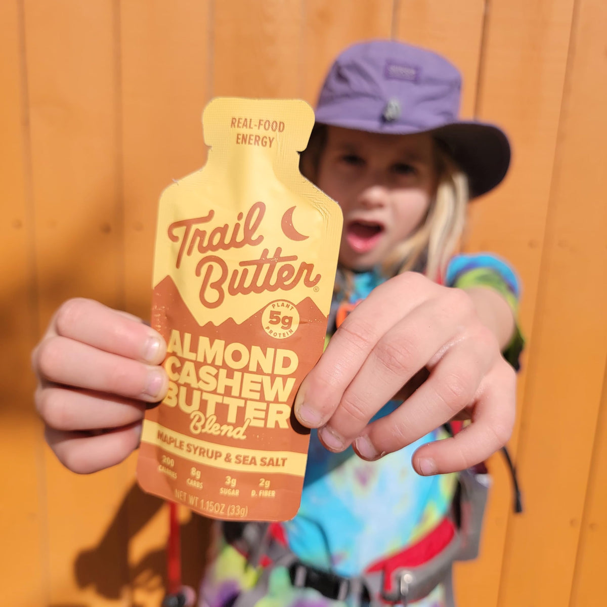 Pouch labeled 5g protein per serving from Trail Butter Lil’ Squeeze.