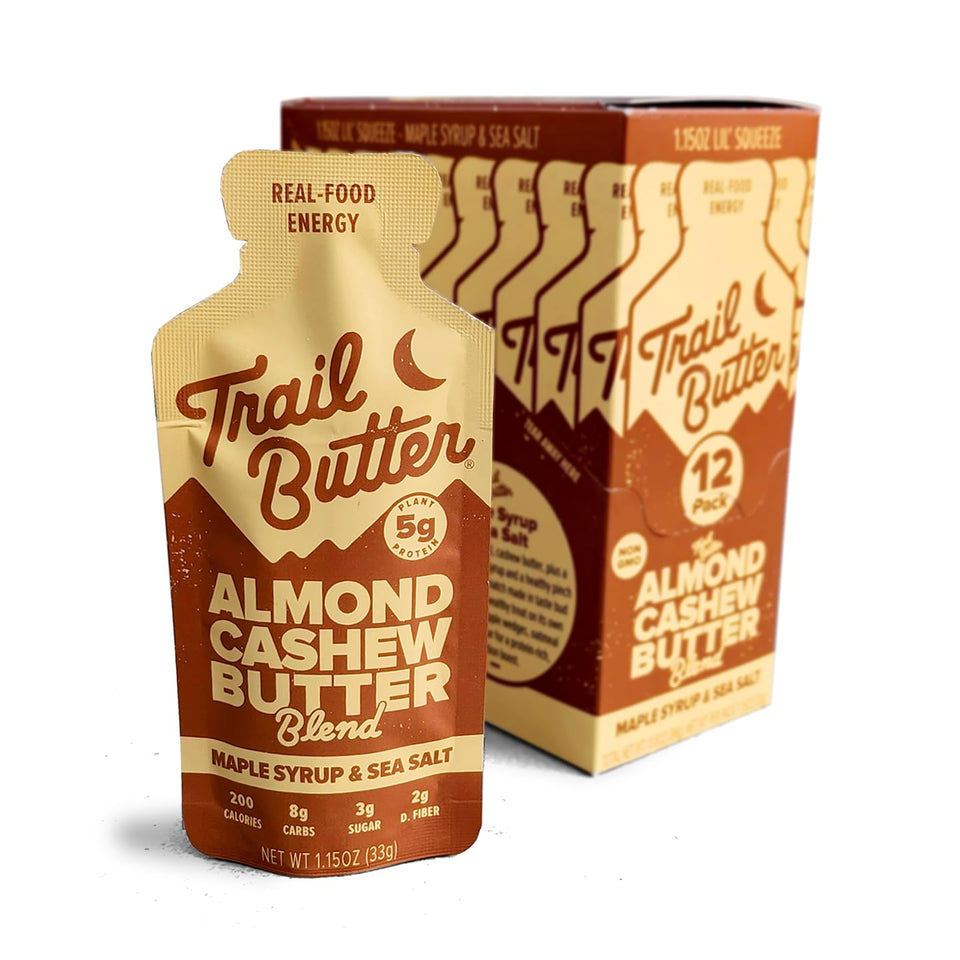 Trail Butter Lil’ Squeeze energy pouches packaging for easy, on-the-go fueling.