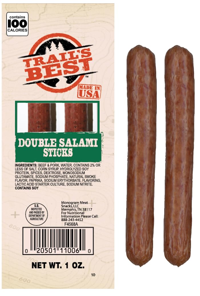 Trail's Best Double Salami Sticks 4-inch serving, easy pocket snack