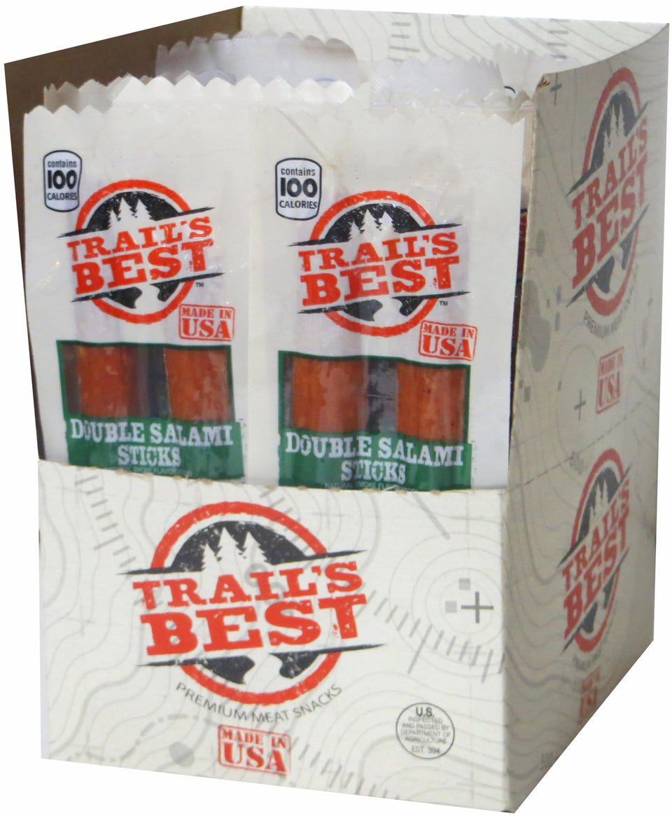 Trail's Best Double Salami Sticks box 20-pack for on-the-go snacking