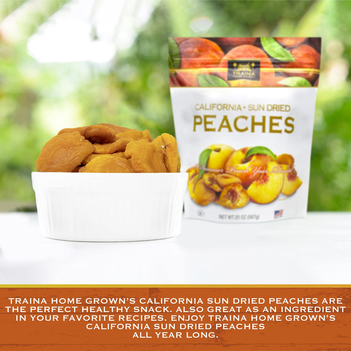Traina peaches as a dessert ingredient, adding natural sweetness.