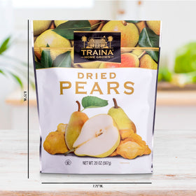 Traina non-GMO dried pears for a trustworthy on-the-go bite.