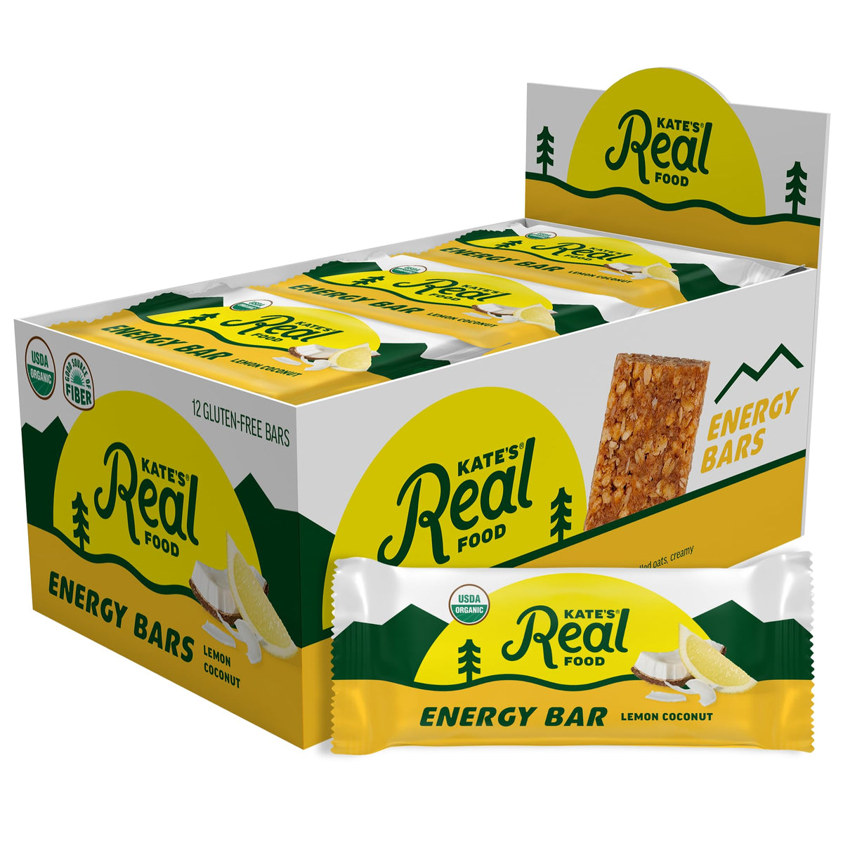 Tram Bar Lemon Coconut granola bar pack-shot, portable organic energy for on-the-go moments.