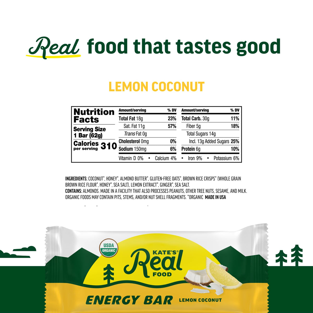 Tram Bar Lemon Coconut bar on trail, energizing snack for adventures.
