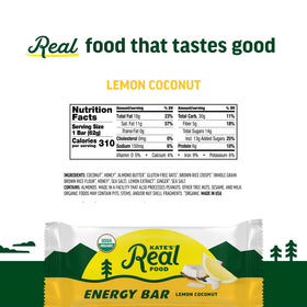 Tram Bar Lemon Coconut bar on trail, energizing snack for adventures.