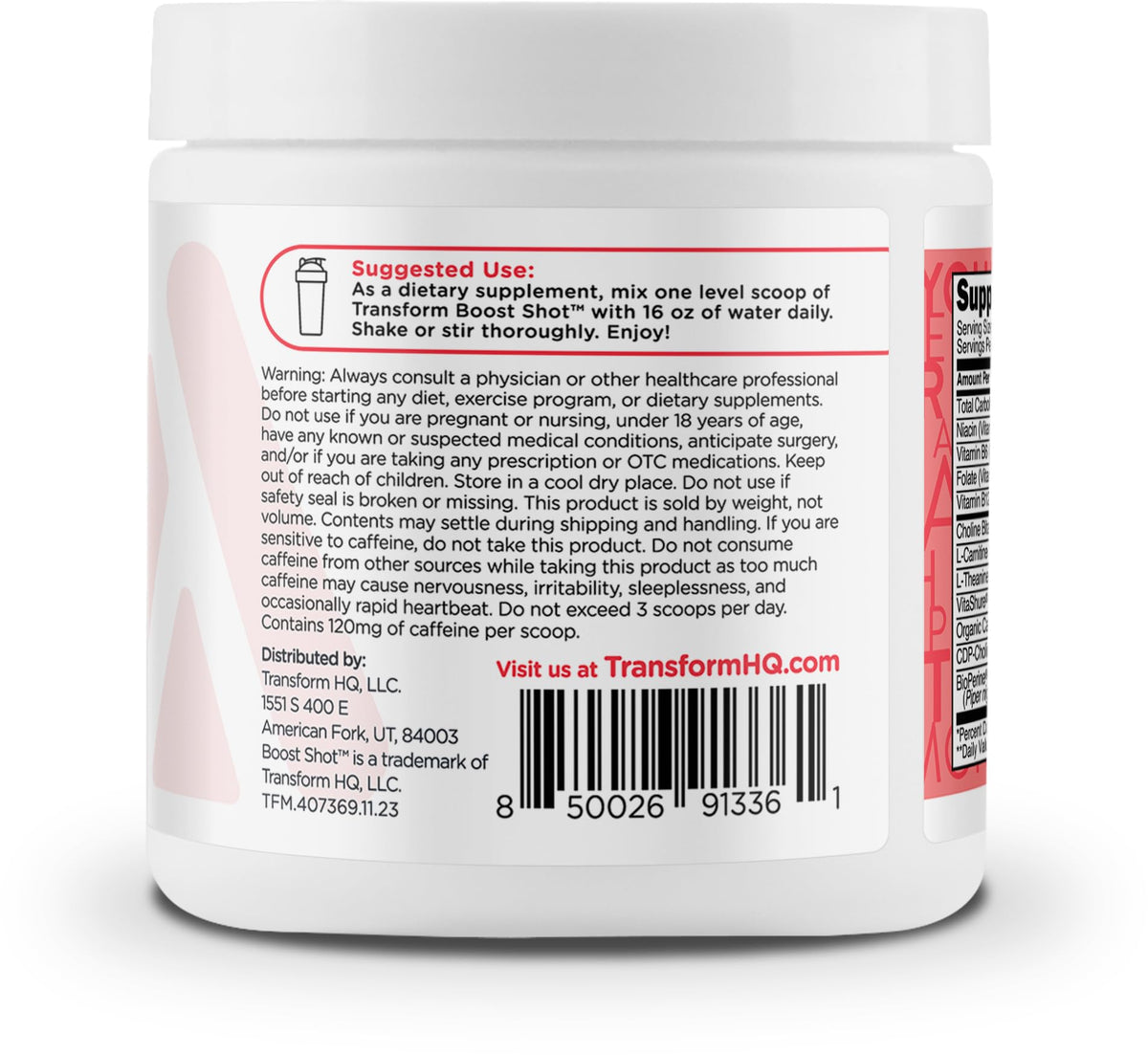 TransformHQ Energy & Focus Powder dissolved in a glass demonstrates smooth, sugar-free refreshment.