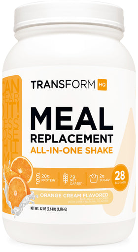 TransformHQ Meal Replacement Orange Cream bottle, ideal for quick meals on the go.