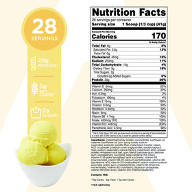 TransformHQ meal replacement powder canister with scoop for easy on-the-go meals.