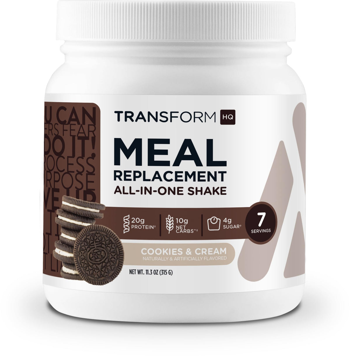 TransformHQ cookies & cream bottle—quick, satisfying meal replacement