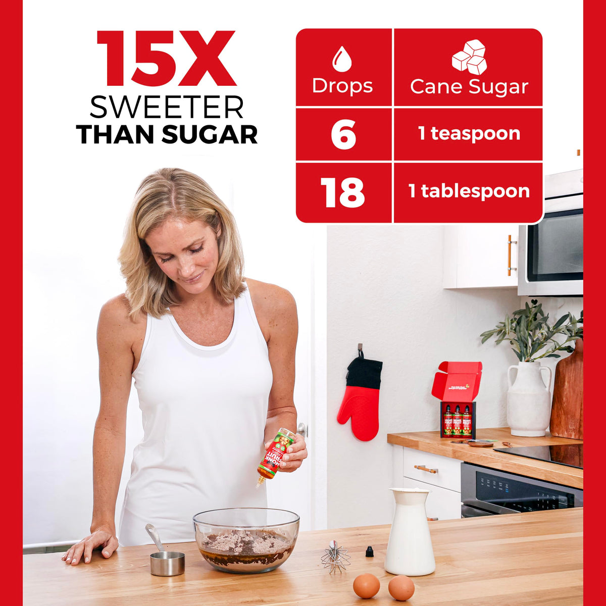 Transparency Foods Monk Fruit Drops gift box highlights 999 servings of sugar-free sweetness.