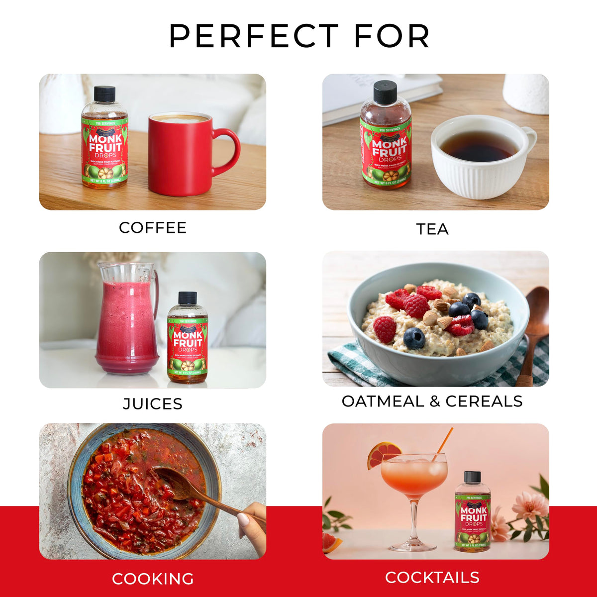 Transparency Foods monk fruit drops dispensing six drops equal to teaspoon sweetness