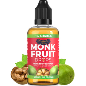 Transparency Foods Monk Fruit Drops bottle for zero-calorie sweetness on the go.