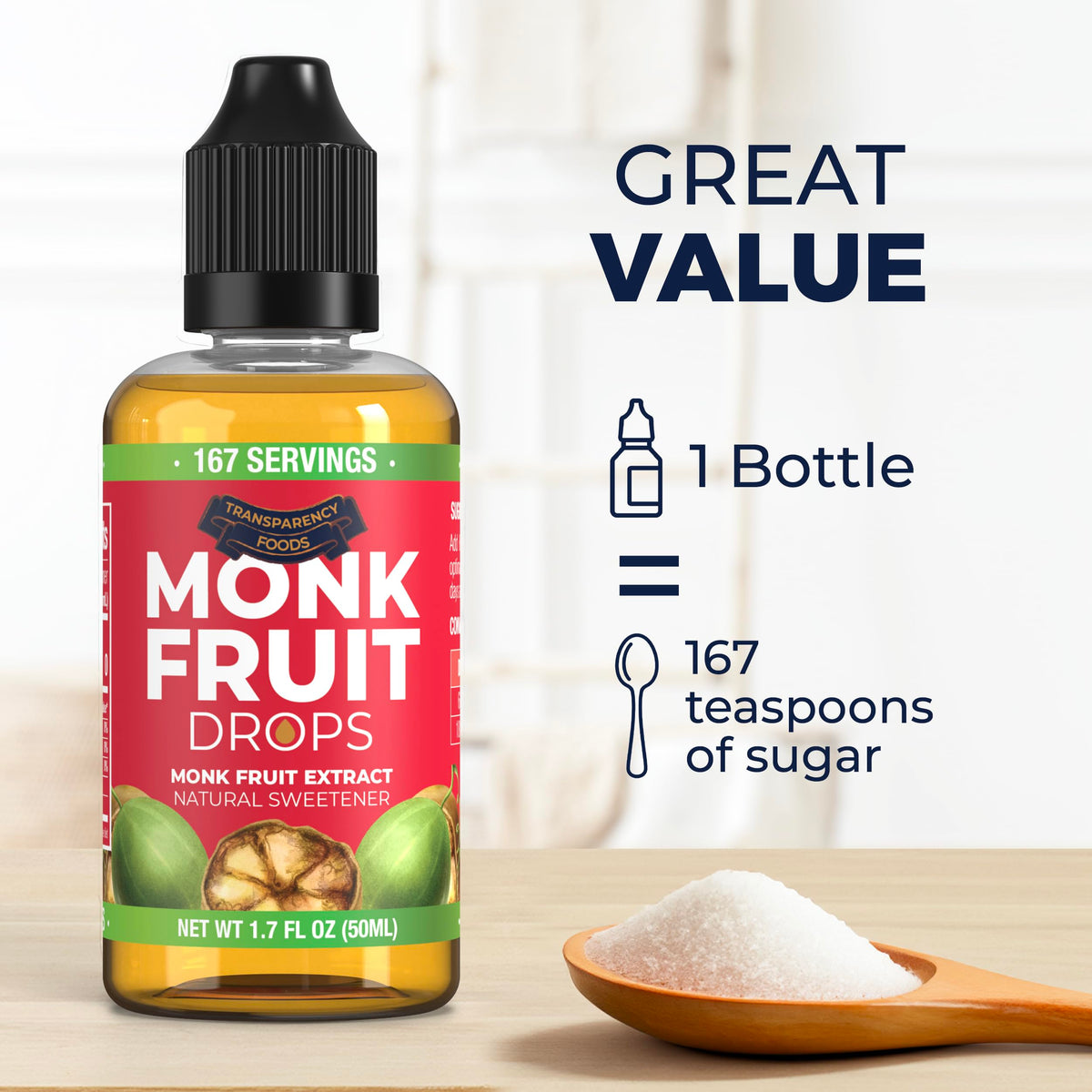 167 servings provide long-lasting sweetness without sugar.