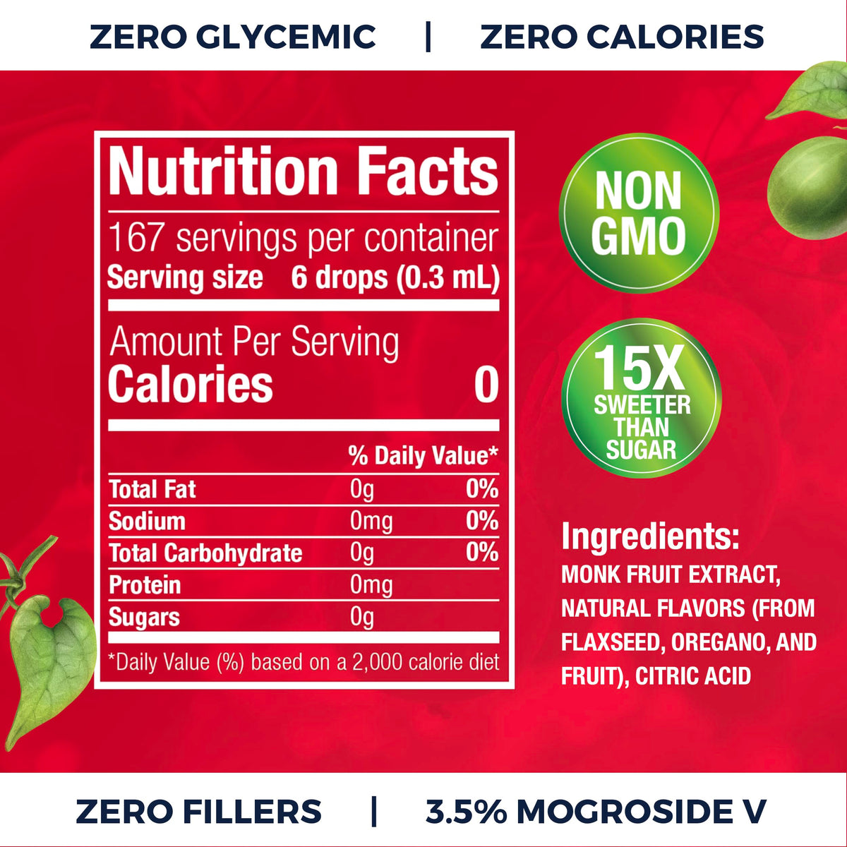 Natural flavors from flaxseed, oregano, and fruit enhance taste.