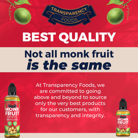 Non-GMO Transparency Foods Monk Fruit Drops offer 15x sweetness.