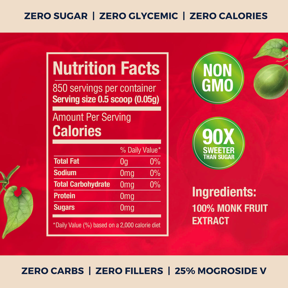Juice with a hint of Transparency Foods monk fruit extract for enhanced flavor.