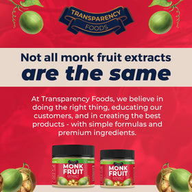 Coffee cup with Transparency Foods monk fruit sweetener offering sugar-free option