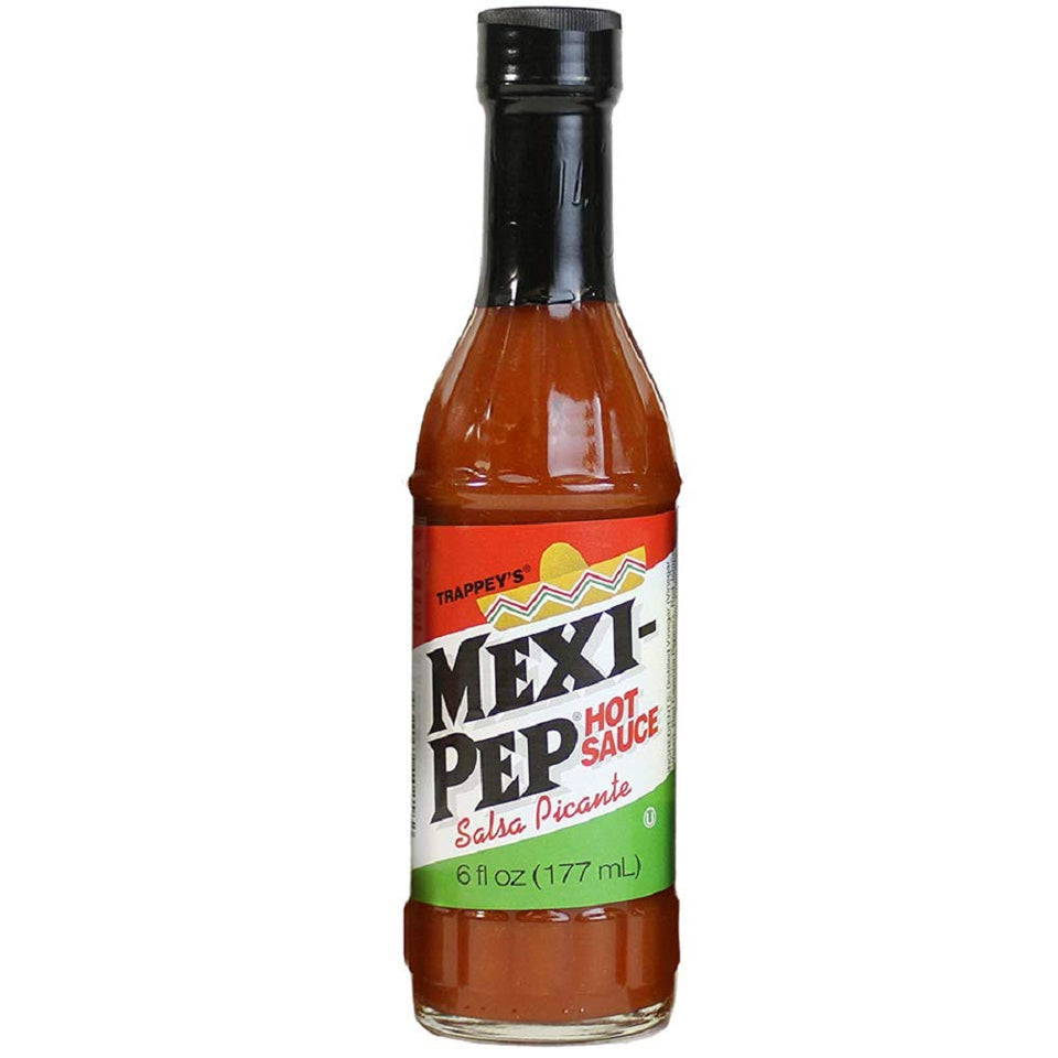 Trappey's Mexi-Pep hot sauce bottle adds bold flavor to meals and toppings.