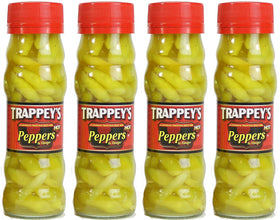 Trappey's Peppers in Vinegar, Hot label close-up highlighting bold tangy flavor for snacking