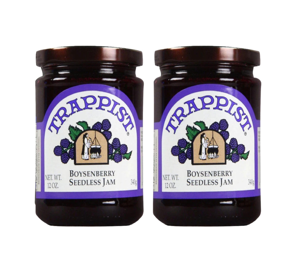 Trappist Boysenberry Jam in a glass jar, elevating breakfast with fruity brightness