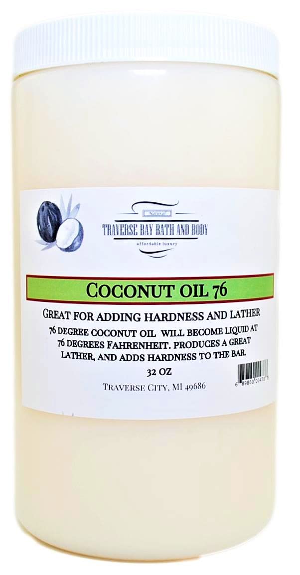 Traverse Bay Coconut Oil 76 cold-process use ideal for handmade soaps.