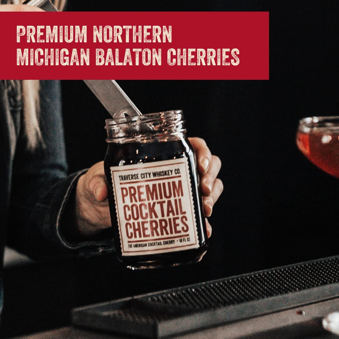 Traverse City Whiskey Co. natural-syrup cherries provide gluten-free, preservative-free garnish option.