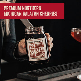 Traverse City Whiskey Co. natural-syrup cherries provide gluten-free, preservative-free garnish option.
