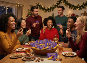 Gift-ready Cadburry Caramello miniatures in a bulk 2 lb bag.