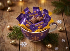 Individually wrapped Cadburry Caramello miniatures ensure freshness.